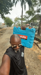 Construction worker spotted on Lagos street during development project