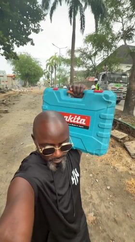 Construction worker spotted on Lagos street during development project