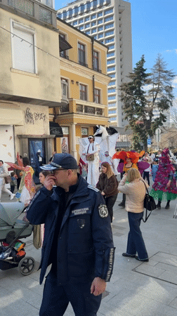 Costumed street parade draws crowds in Burgas, Bulgaria