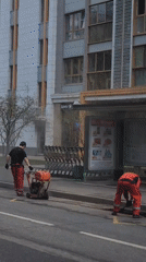 Road repair work observed at Moscow bus stop