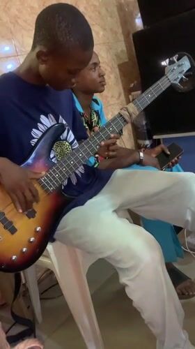 Musicians rehearse at church gathering in Nigerian forest reserve