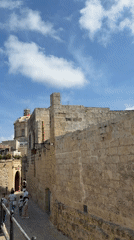 Afternoon street life documented in historic Mdina, Malta