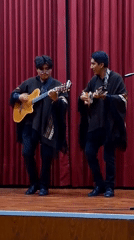 Musicians perform acoustic set on stage in Arequipa
