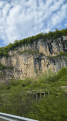 Roadside cliff face documented in Bazaleti, Georgia