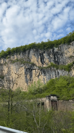 Roadside cliff face documented in Bazaleti, Georgia