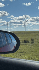 Road trip through wind turbine country on a Tuesday morning