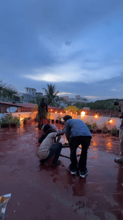 Film crew shoots on rooftop terrace in Chennai