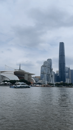Early morning tourist activity documented around Canton Tower, Guangzhou
