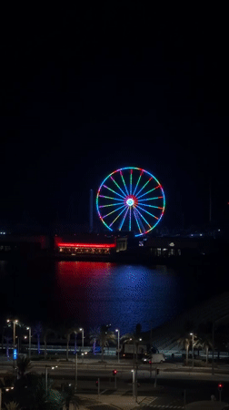 Colorful Ferris wheel light show captured across Lusail waterfront