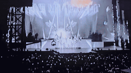 Concert performance observed in Khimki featuring sparkly-clad performer