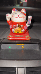 Lucky Cat Dashboard Ornament Spotted in Tashkent Vehicle