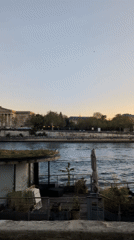 Sunset video captured from vehicle near Seine River, Paris