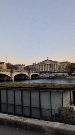 Sunset video captured from vehicle near Seine River, Paris