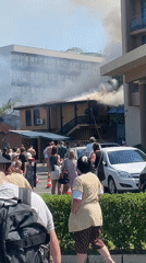 Building fire draws crowds in Nesebar, Bulgaria