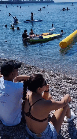 Paddleboarding and diving morning on Antalya's pebble beach