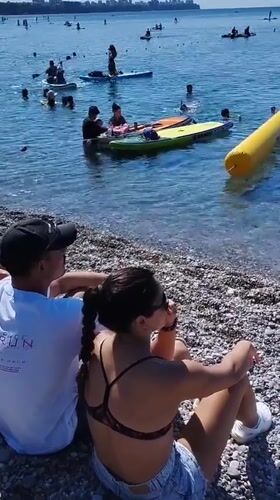 Paddleboarding and diving morning on Antalya's pebble beach