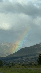 Rainbow observed over Stellenbosch mountains and town