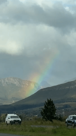 Rainbow observed over Stellenbosch mountains and town
