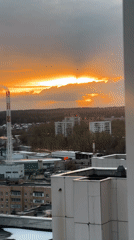 Dramatic sunset observed over Moscow urban landscape