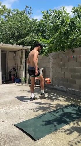 Man performs outdoor workout routine in Burgas, Bulgaria
