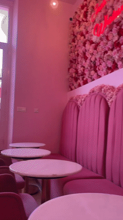 Afternoon at a pink café in Paphos, Cyprus