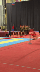 Uniformed group performs synchronized routine in Perm arena