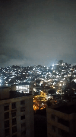 Nighttime views of Caracas captured from multiple elevated vantage points
