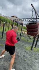Man conducts outdoor boxing training session in Pleven, Bulgaria