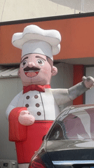 Inflatable chef figure spotted outside Sofia building