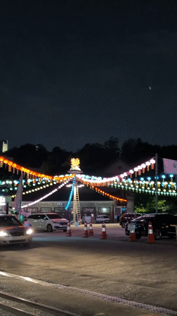 Seoul's Bongeunsa Temple captured at night with decorative lanterns