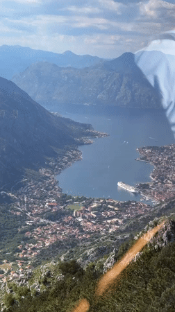 Bay view with cruise ship observed from Škaljari, Montenegro