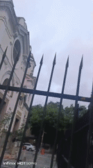 Church grounds and street scenes in Caracas after apparent debris fall