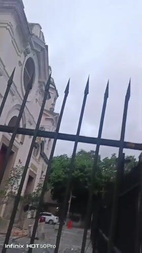 Church grounds and street scenes in Caracas after apparent debris fall