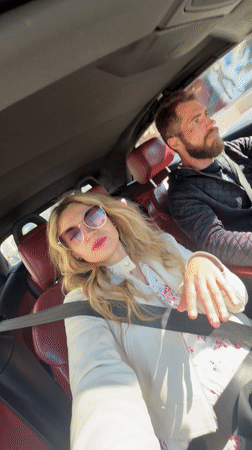 Couple photographed during morning drive in Budva, Montenegro