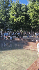 Summer afternoon at fountain plaza in Chișinău park