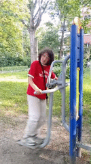 Outdoor workout and playground session near Wrocław's Sky Tower