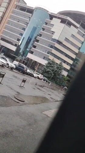 Morning traffic on wet Yerevan streets