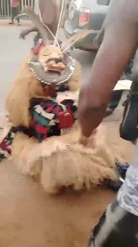 Traditional masquerade performance captured in Nnobi, Nigeria