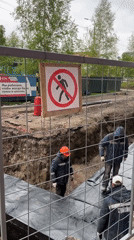 Construction workers active at night site in Krasnoyarsk