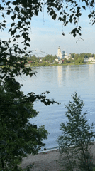 River views captured in Yaroslavl showing distant church complex