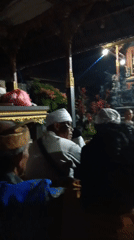 Traditional Balinese ceremony held in Penebel amid blooming gardens