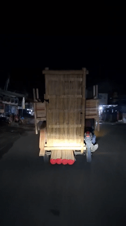 Nighttime bamboo transport and workshop activity observed in northern Sumatra