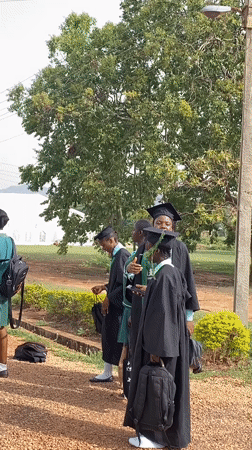 Students celebrate graduation ceremony in Bukuru, Nigeria