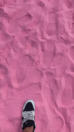 Bright pink sand site in Nanguan District draws activity