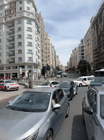 Busy pedestrian activity recorded across central Madrid streets