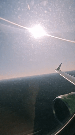 Passenger documents S7 Airlines flight views over Novosibirsk