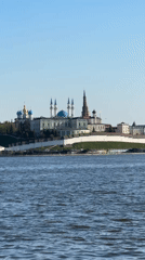 Kazan skyline captured showing mixed religious architecture across water