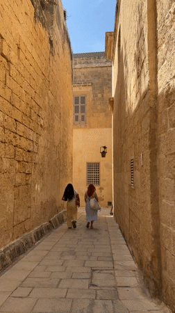 Midday scenes captured in historic Mdina, Malta streets