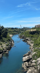 Morning riverside dining experience captured in Podgorica, Montenegro