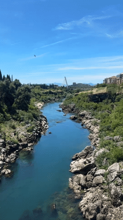 Morning riverside dining experience captured in Podgorica, Montenegro
